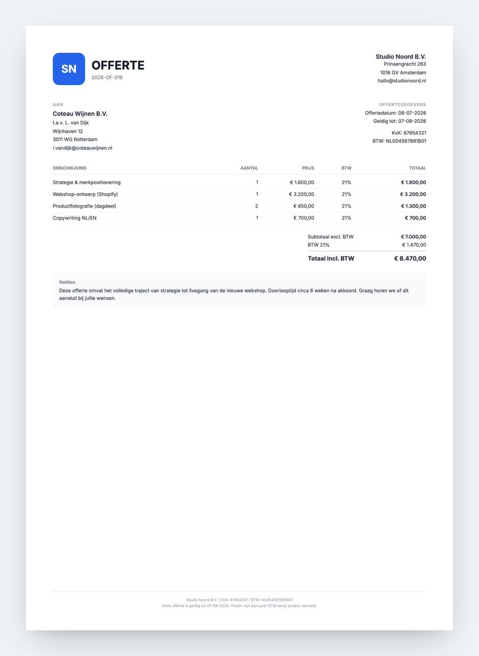 Quote that customers approve online and that becomes an invoice with one click.